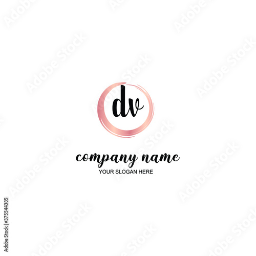DV Initial handwriting logo template vector 