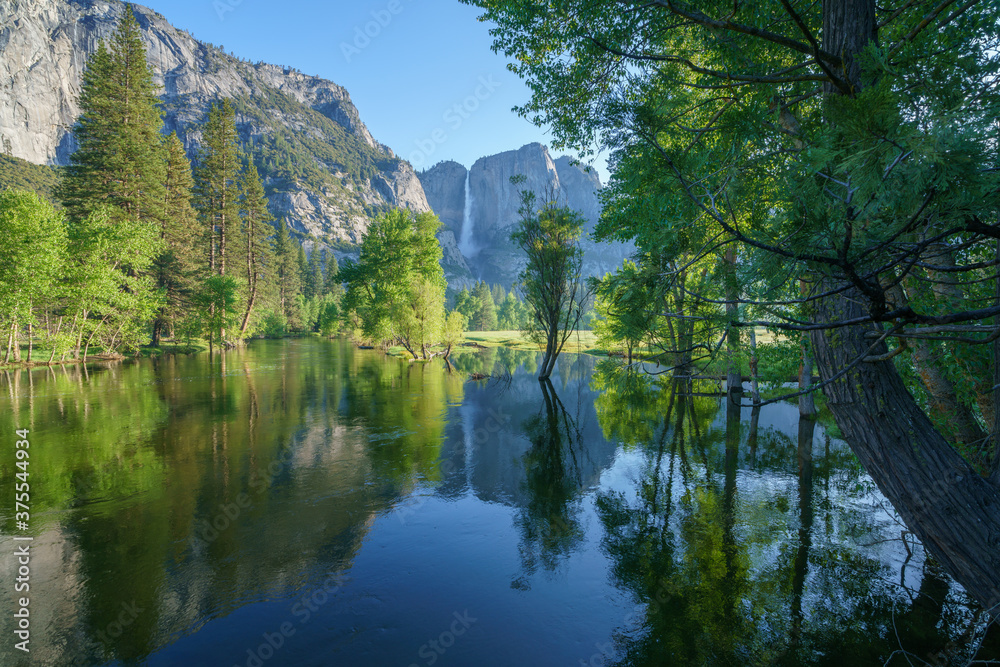 yosemite falls from yosemite valley, california, usa yosemite falls from yosemite valley, california, usa