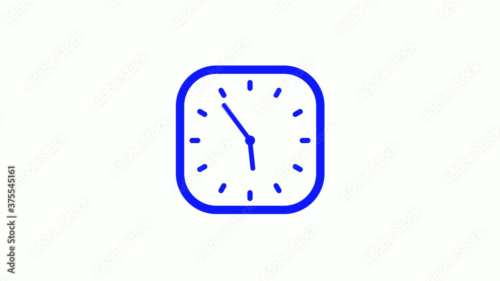 Amazing blue color 12 hours square clock icon on white background,clock icon Amazing blue color 12 hours square clock icon on white background,clock icon