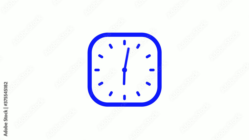 Amazing blue color 12 hours square clock icon on white background,clock icon Amazing blue color 12 hours square clock icon on white background,clock icon