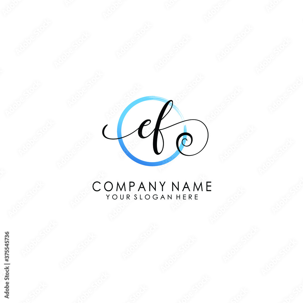 EF Initial handwriting logo template vector EF Initial handwriting logo template vector
