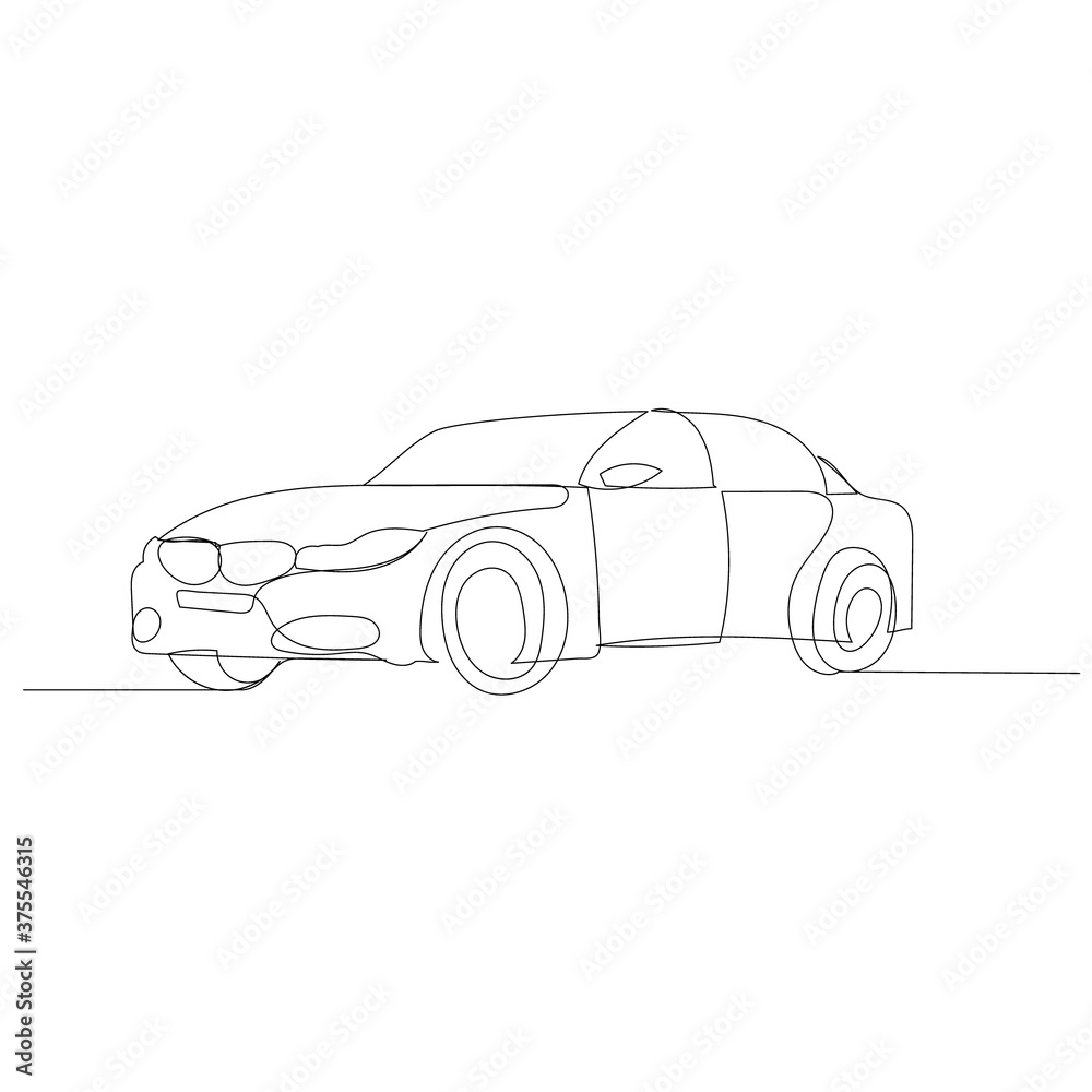  sketch, one line drawing car