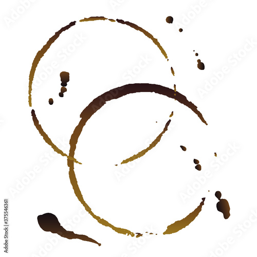 Vector coffee cup stains, Isolated On White Background, tea ring stamps Illustration