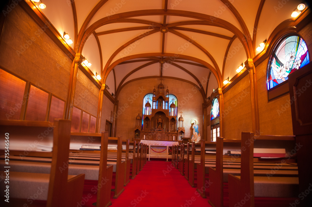 Obraz premium Beautiful and Colorful Cathedral Catholic church inside interior.