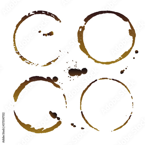 Vector coffee cup stains, Isolated On White Background, tea ring stamps Illustration