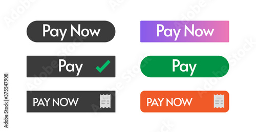 Pay now payment button vector design ui element set