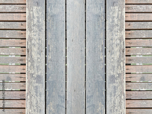 natural old weathered wood panel pathway wall floor texture background.