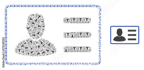 Vector user card collage is constructed from random self user card icons. Recursive collage from user card.