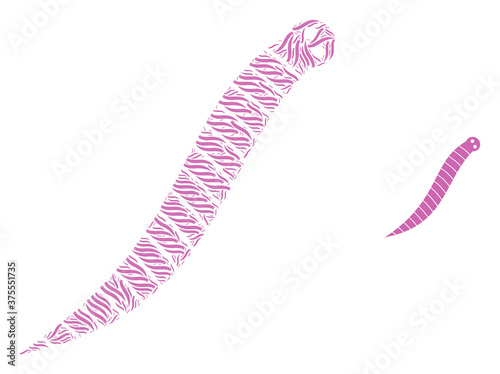 Vector worm composition is designed from random recursive worm elements. Recursive composition from worm.