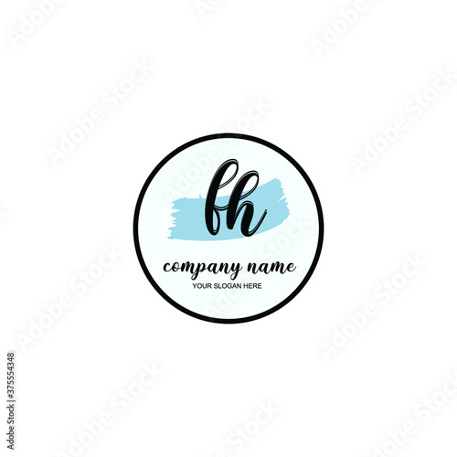 FH Initial handwriting logo template vector 