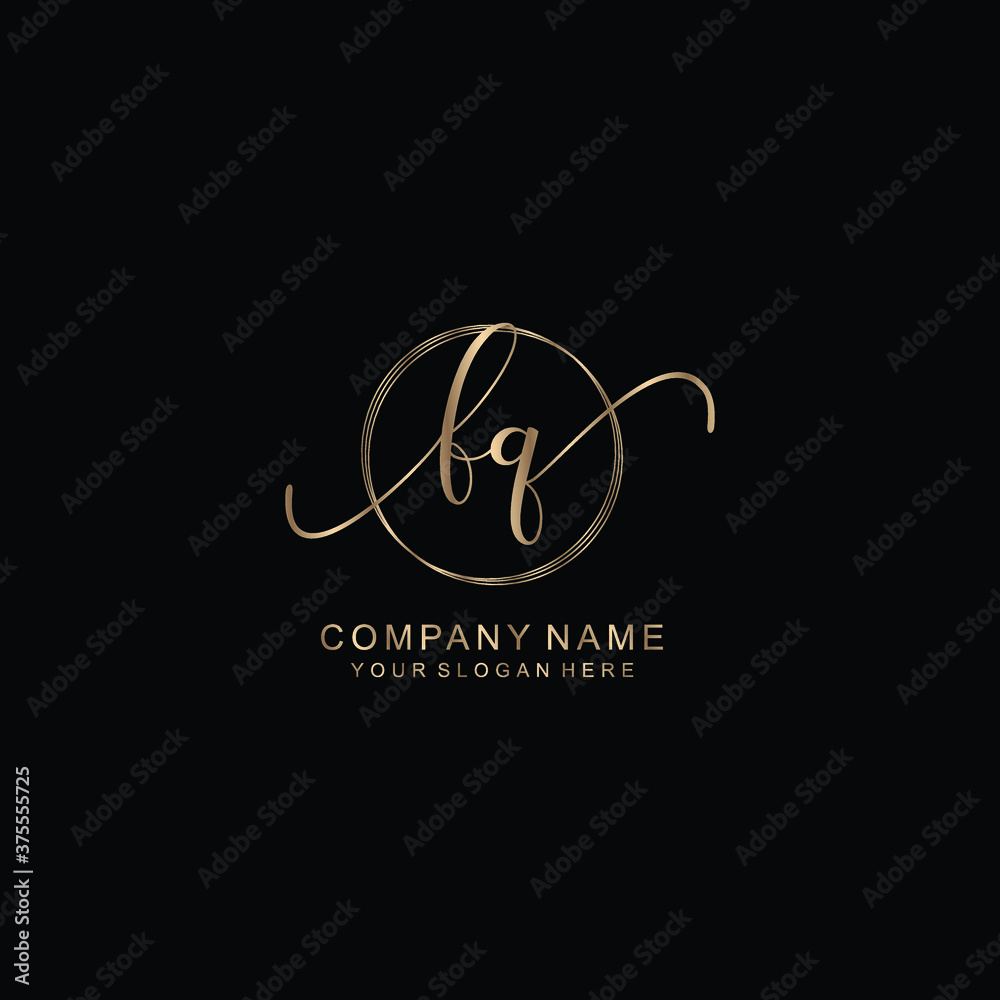 FQ Initial handwriting logo template vector FQ Initial handwriting logo template vector