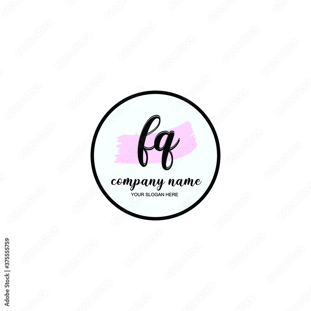 FQ Initial handwriting logo template vector FQ Initial handwriting logo template vector