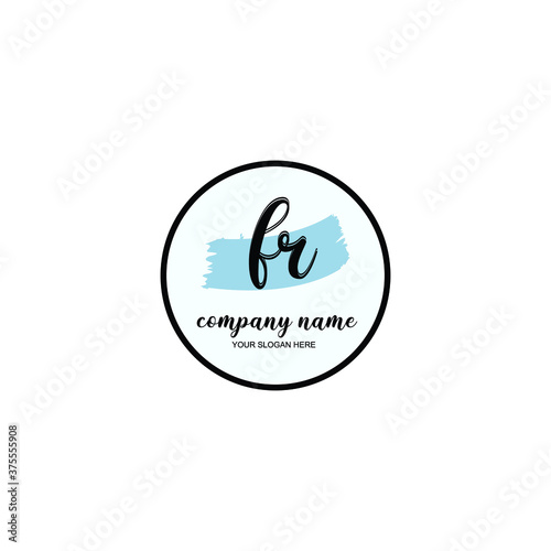 FR Initial handwriting logo template vector