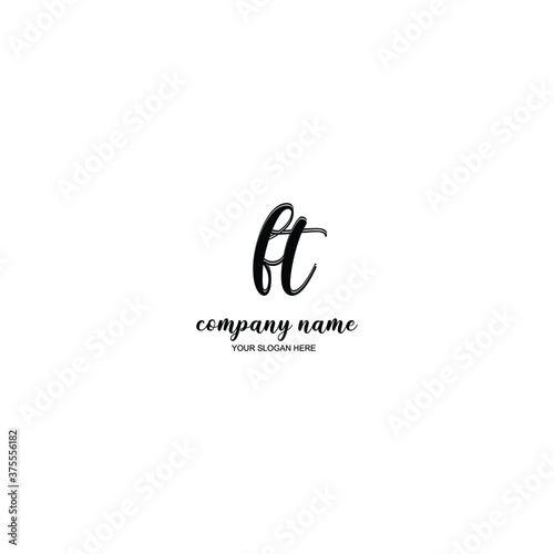 FT Initial handwriting logo template vector