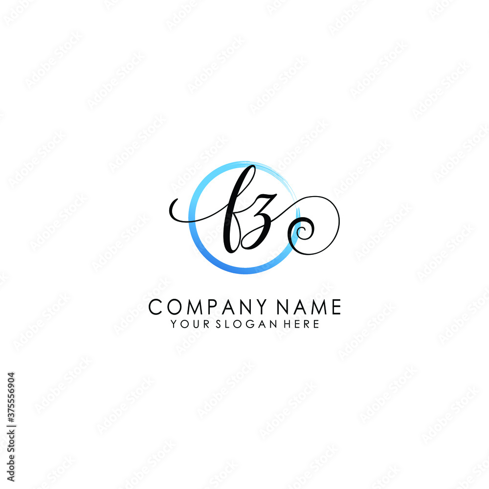 FZ Initial handwriting logo template vector