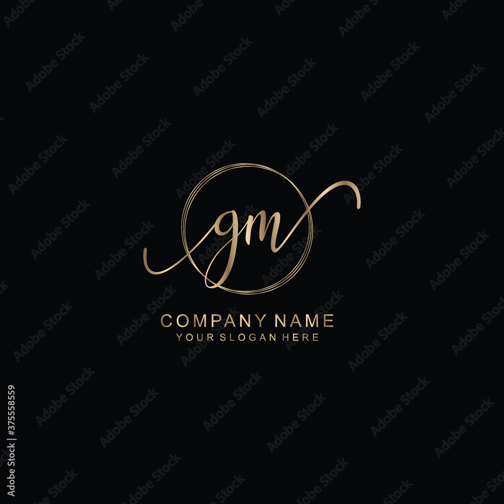 GM Initial handwriting logo template vector GM Initial handwriting logo template vector