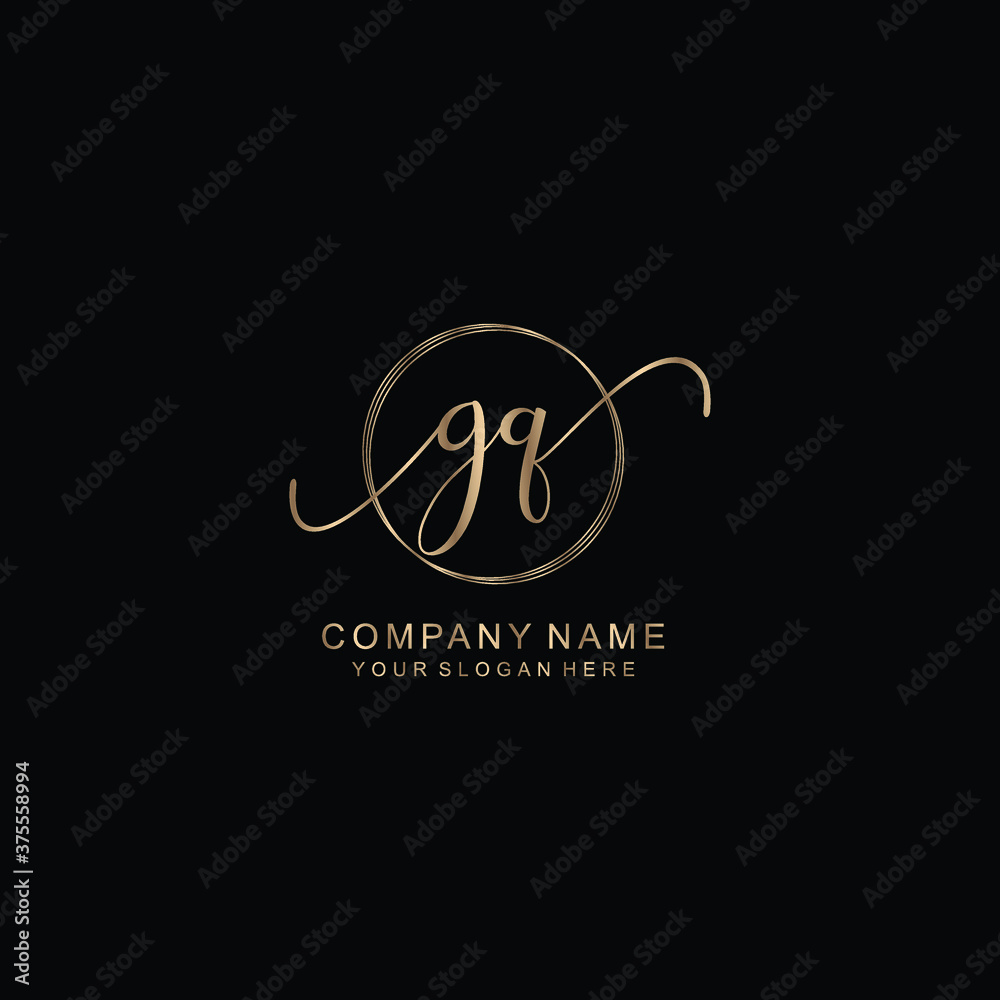 GQ Initial handwriting logo template vector GQ Initial handwriting logo template vector