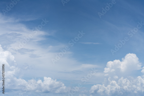 Blue Cloudy Sky in daylight  background texture  copy space