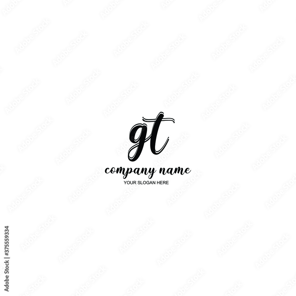 GT Initial handwriting logo template vector GT Initial handwriting logo template vector