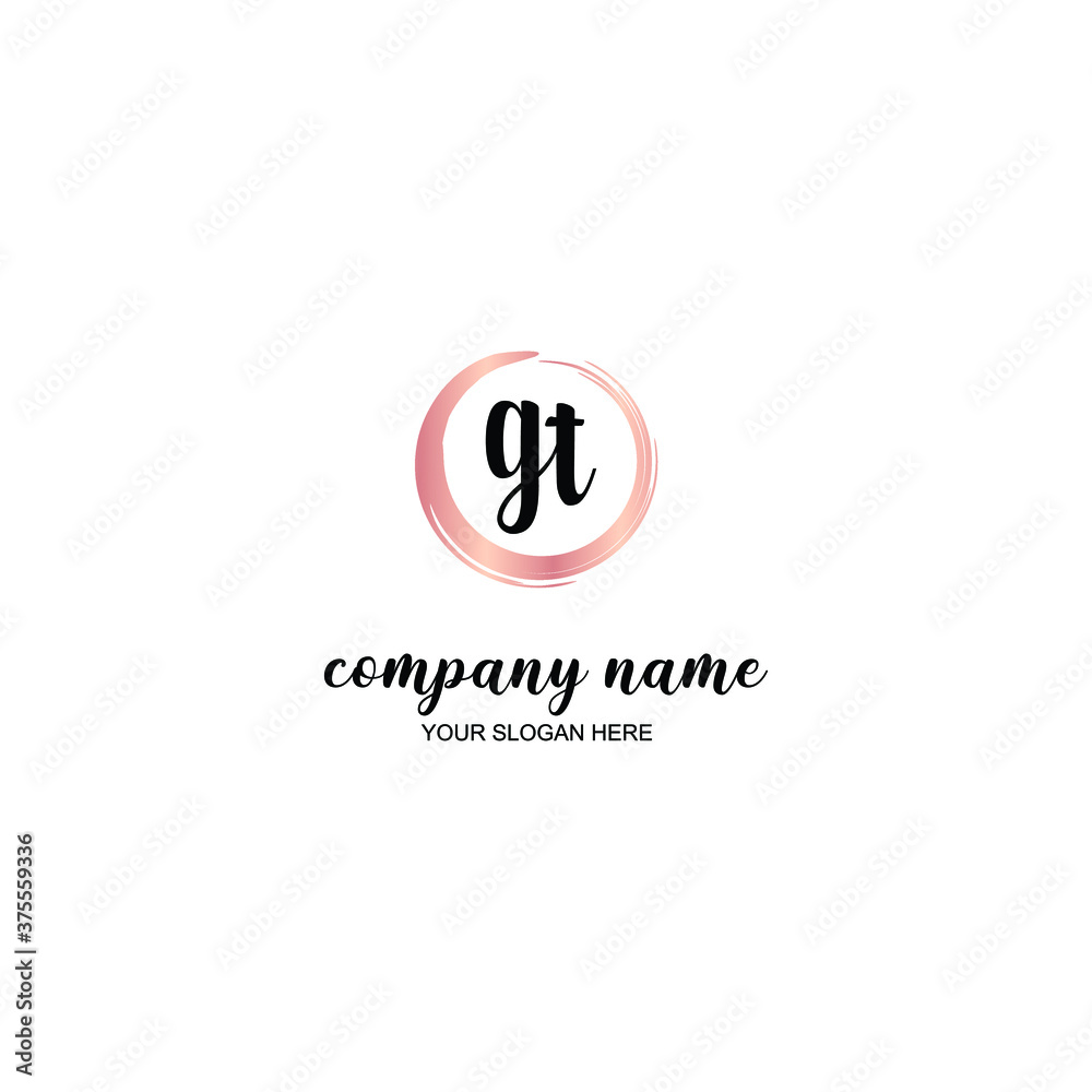 GT Initial handwriting logo template vector GT Initial handwriting logo template vector