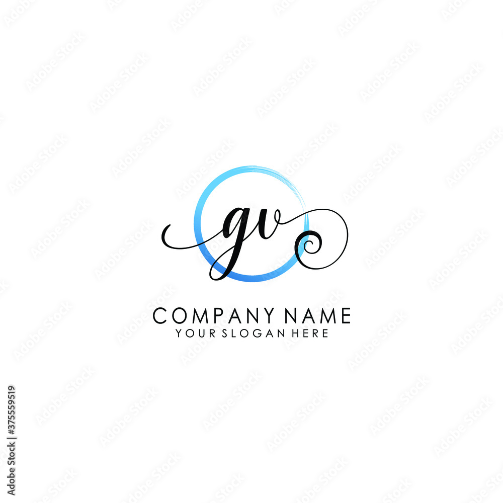 GV Initial handwriting logo template vector GV Initial handwriting logo template vector