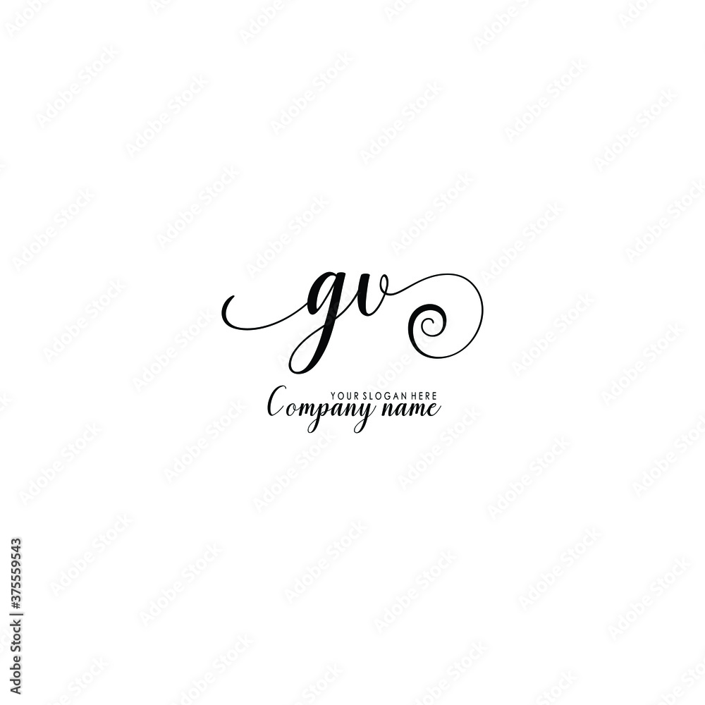 GV Initial handwriting logo template vector GV Initial handwriting logo template vector