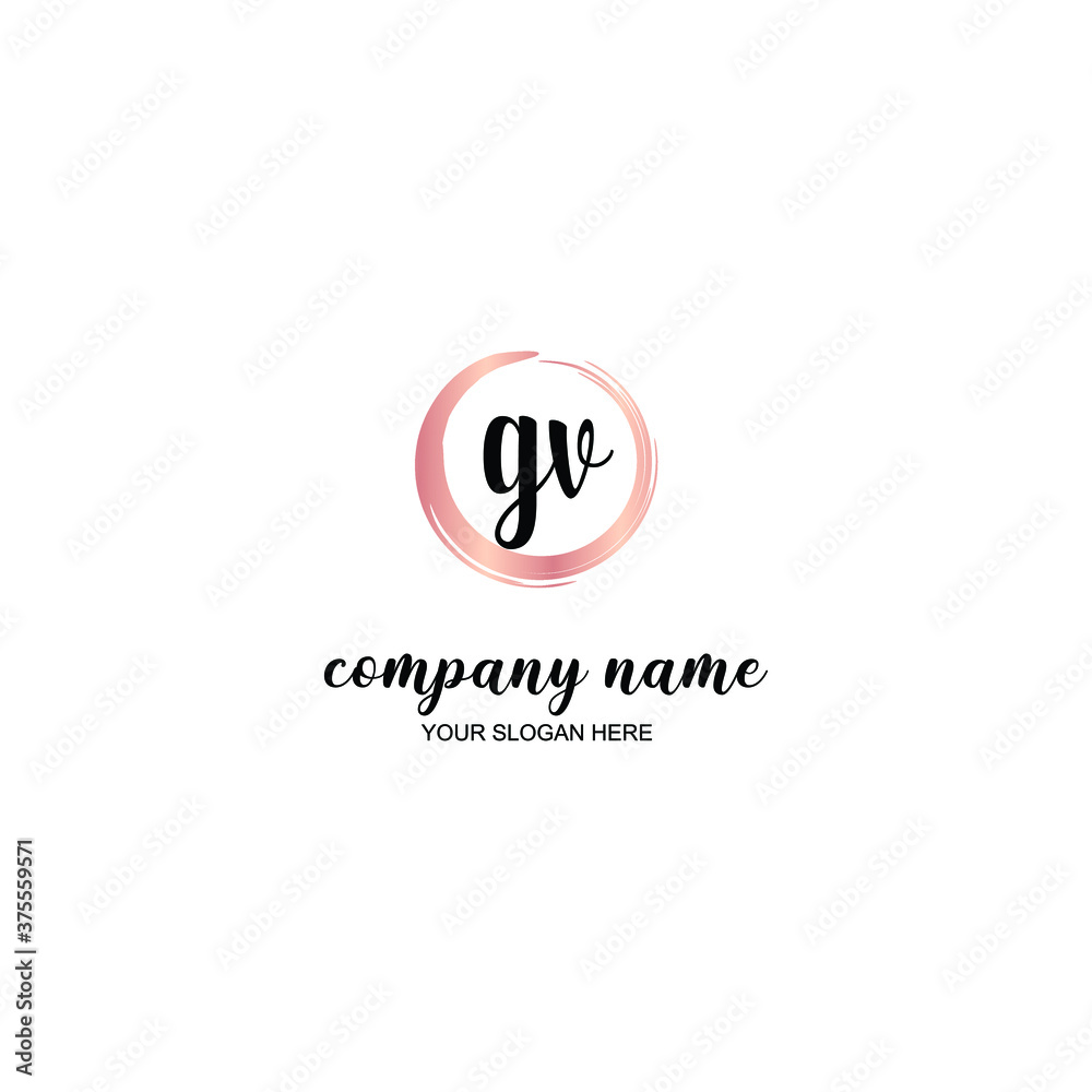 GV Initial handwriting logo template vector GV Initial handwriting logo template vector