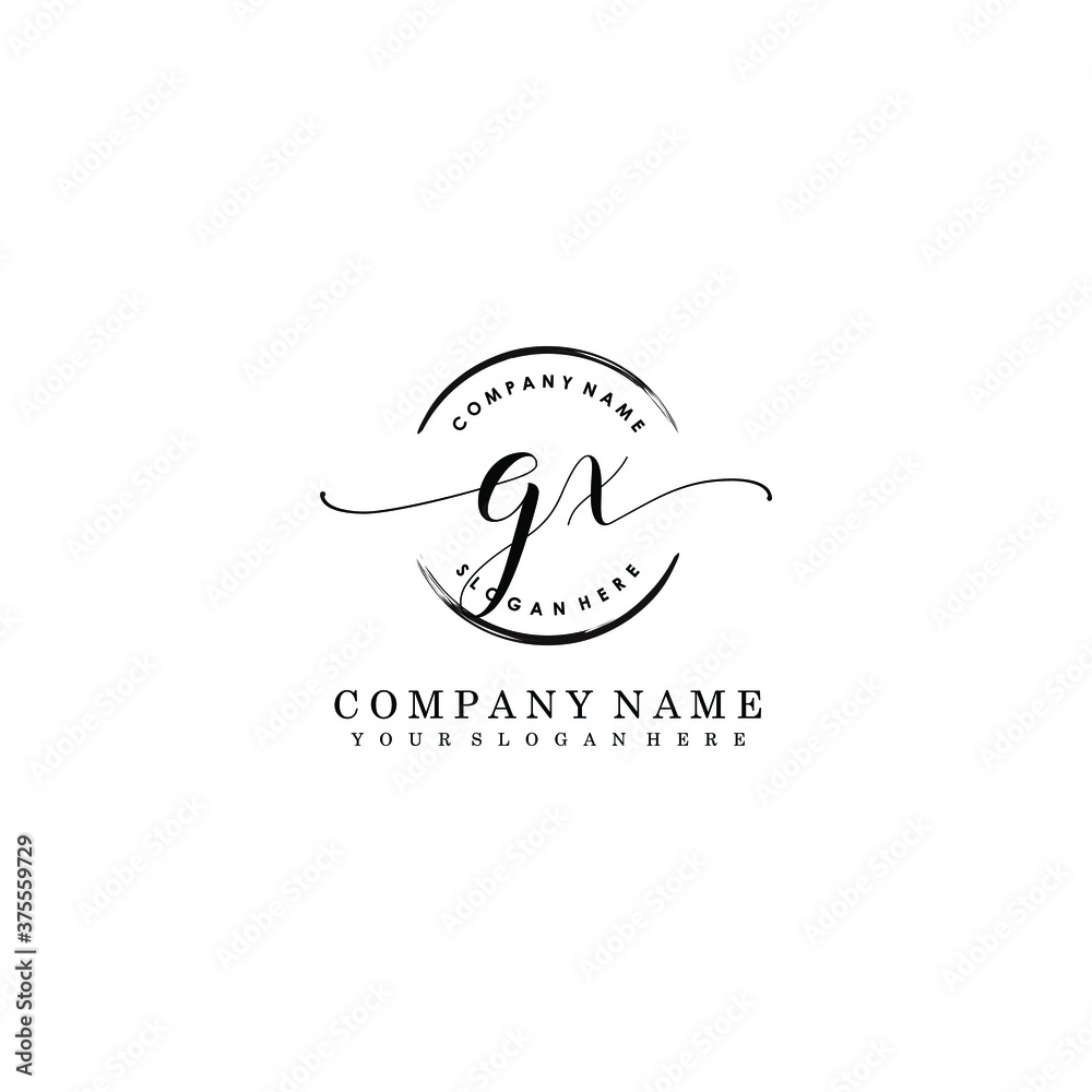 GX Initial handwriting logo template vector GX Initial handwriting logo template vector