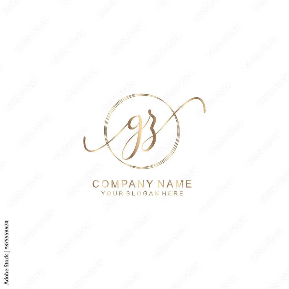 GZ Initial handwriting logo template vector GZ Initial handwriting logo template vector