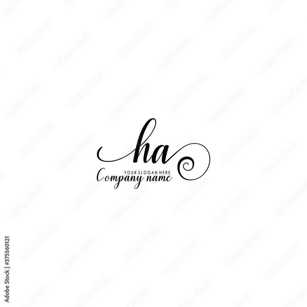 HA Initial handwriting logo template vector HA Initial handwriting logo template vector
