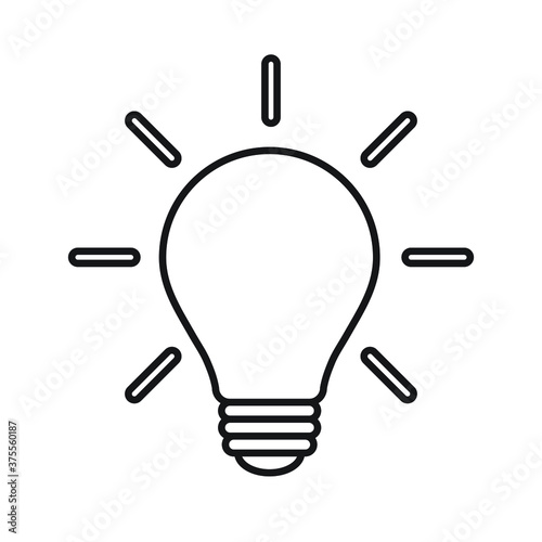 Light bulb icon. Incandescent lamp symbol. Idea and innovation sign. Creative energy or inspiration logo. Lightbulb silhouette isolated on white background. Vector illustration image.