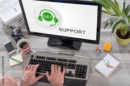 Support concept on a computer