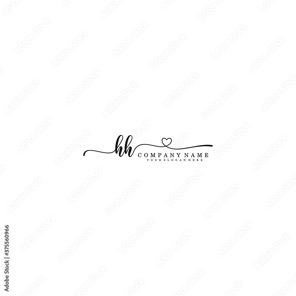 HH Initial handwriting logo template vector