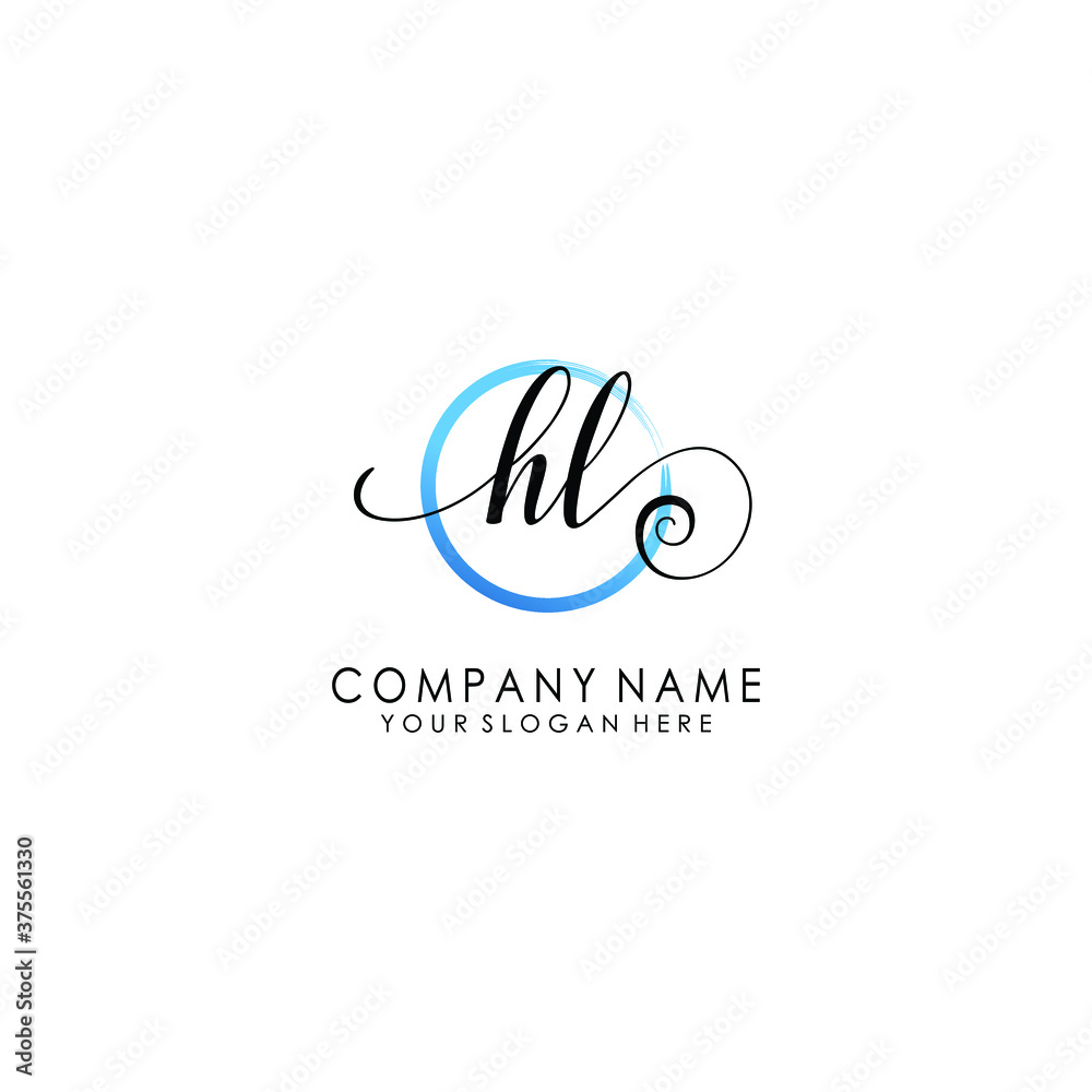 HL Initial handwriting logo template vector HL Initial handwriting logo template vector
