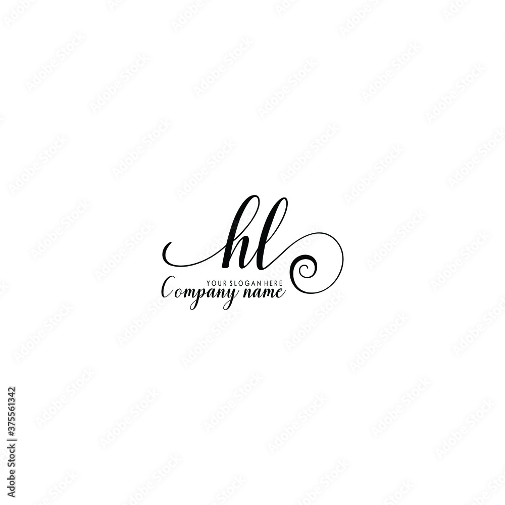 HL Initial handwriting logo template vector