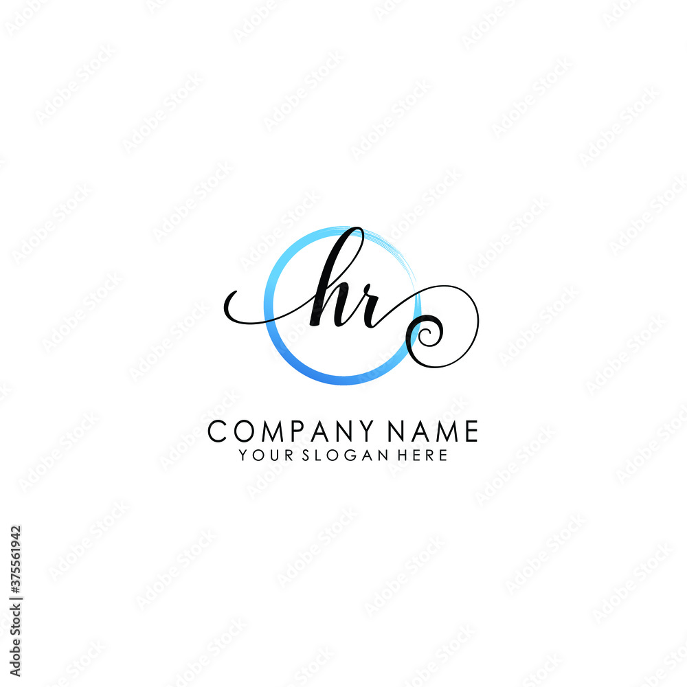 HR Initial handwriting logo template vector HR Initial handwriting logo template vector