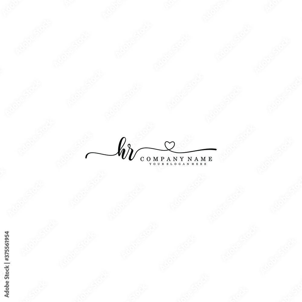 HR Initial handwriting logo template vector HR Initial handwriting logo template vector