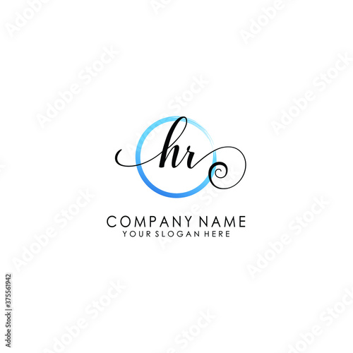 HR Initial handwriting logo template vector