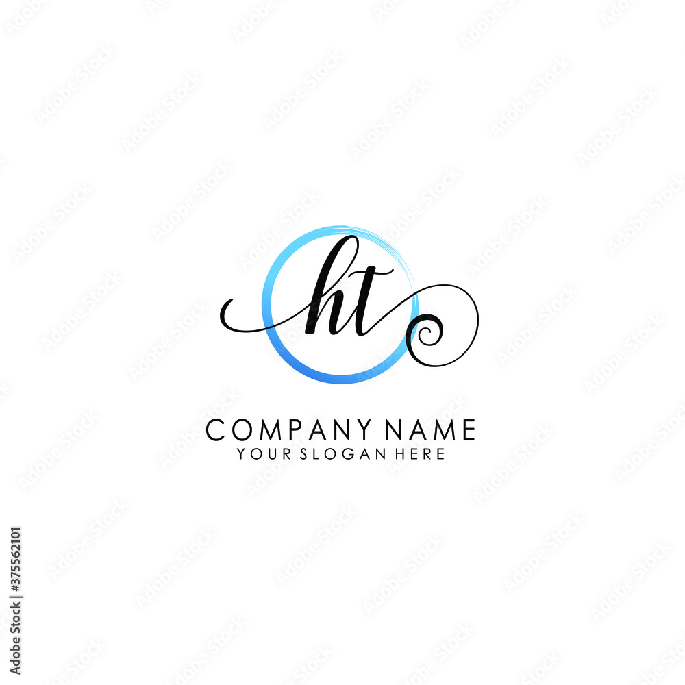 HT Initial handwriting logo template vector HT Initial handwriting logo template vector