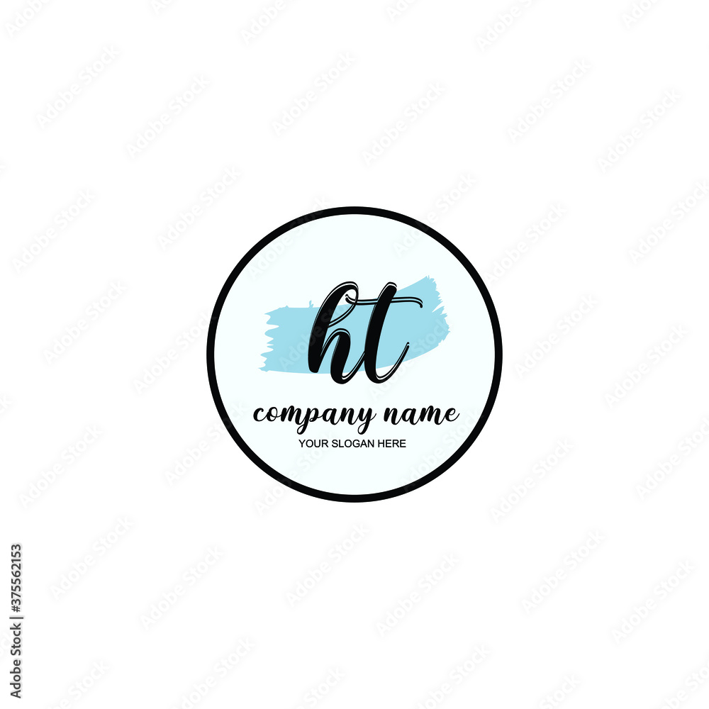 HT Initial handwriting logo template vector HT Initial handwriting logo template vector