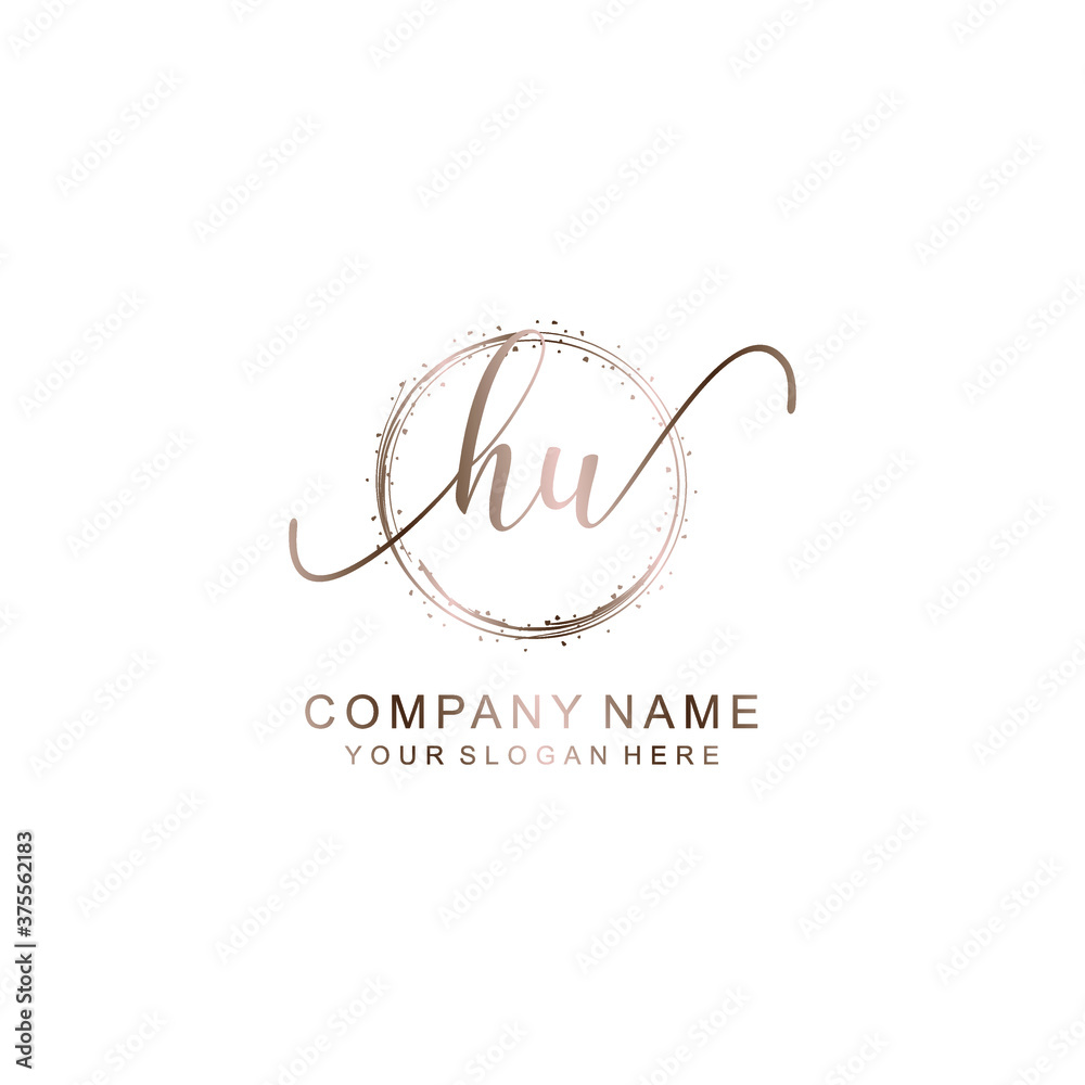 HU Initial handwriting logo template vector HU Initial handwriting logo template vector