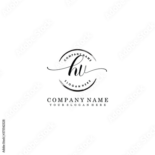 HV Initial handwriting logo template vector