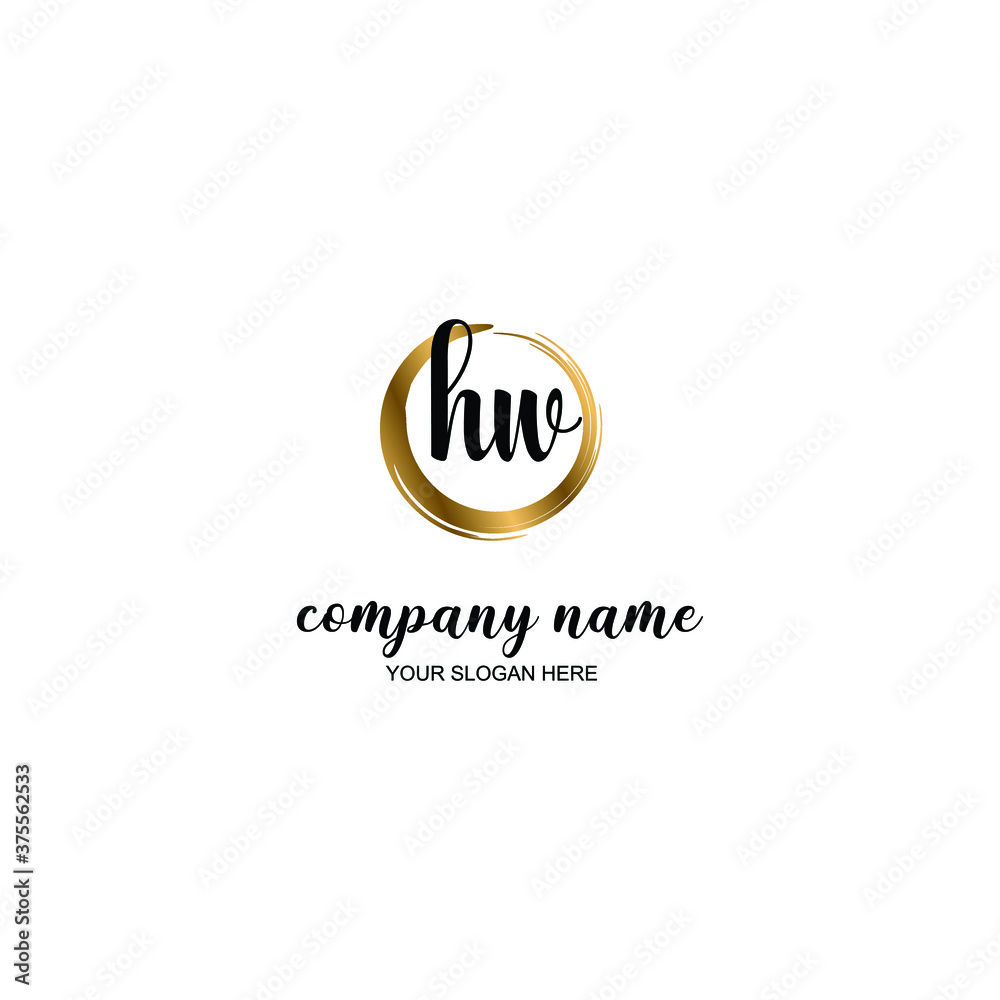 HW Initial handwriting logo template vector HW Initial handwriting logo template vector