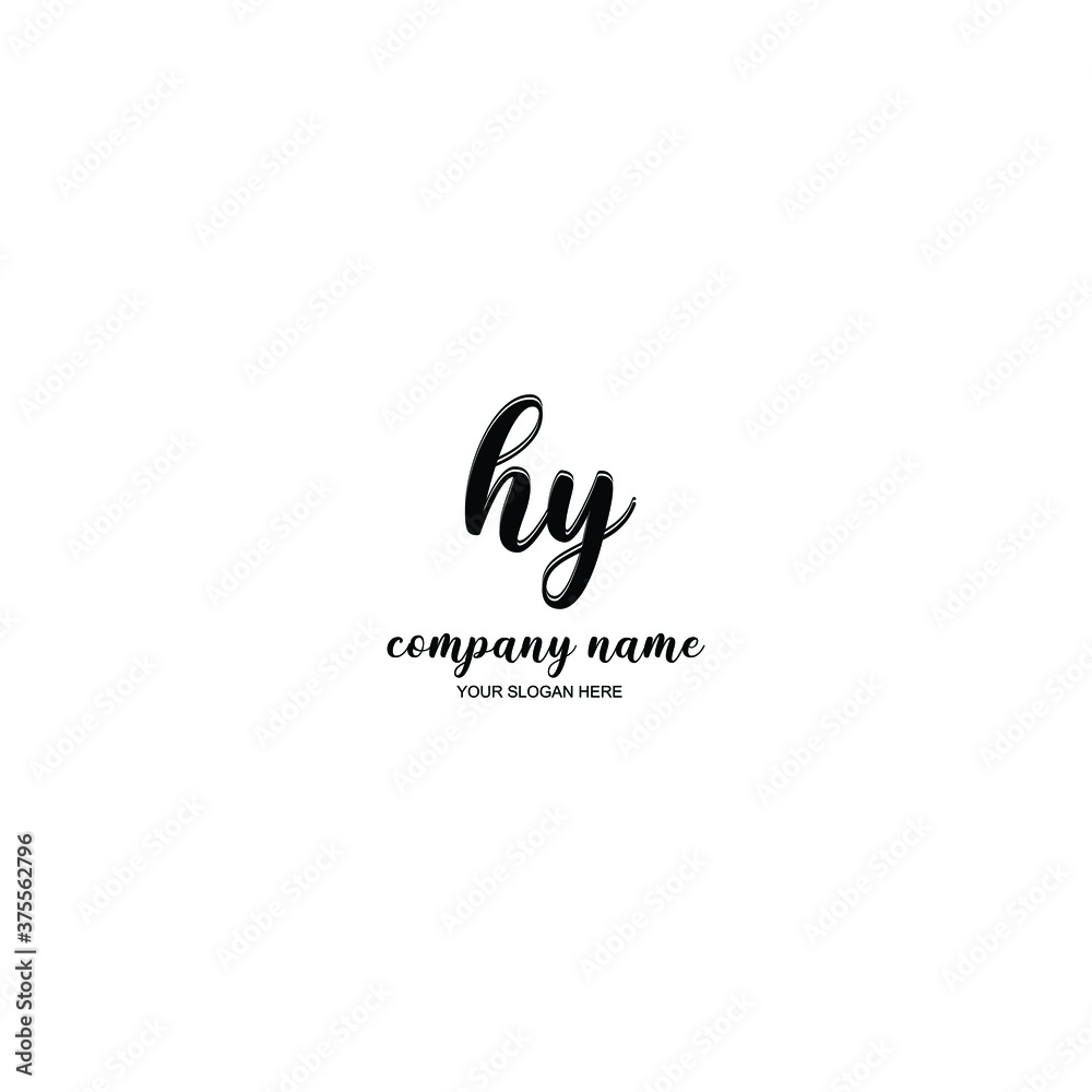 HY Initial handwriting logo template vector HY Initial handwriting logo template vector