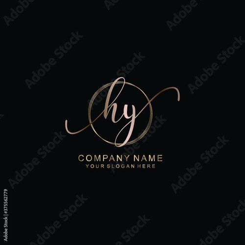 HY Initial handwriting logo template vector