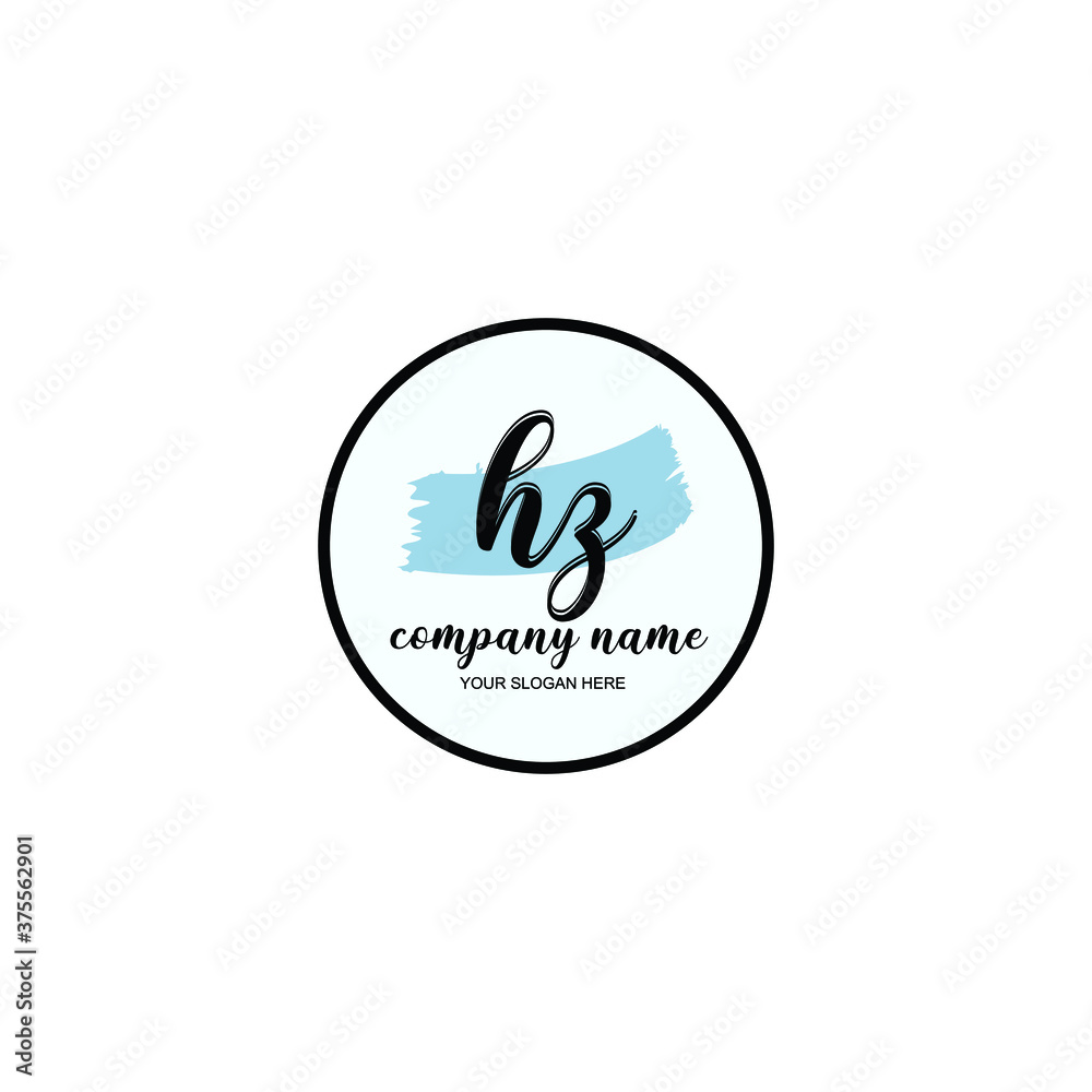 HZ Initial handwriting logo template vector HZ Initial handwriting logo template vector