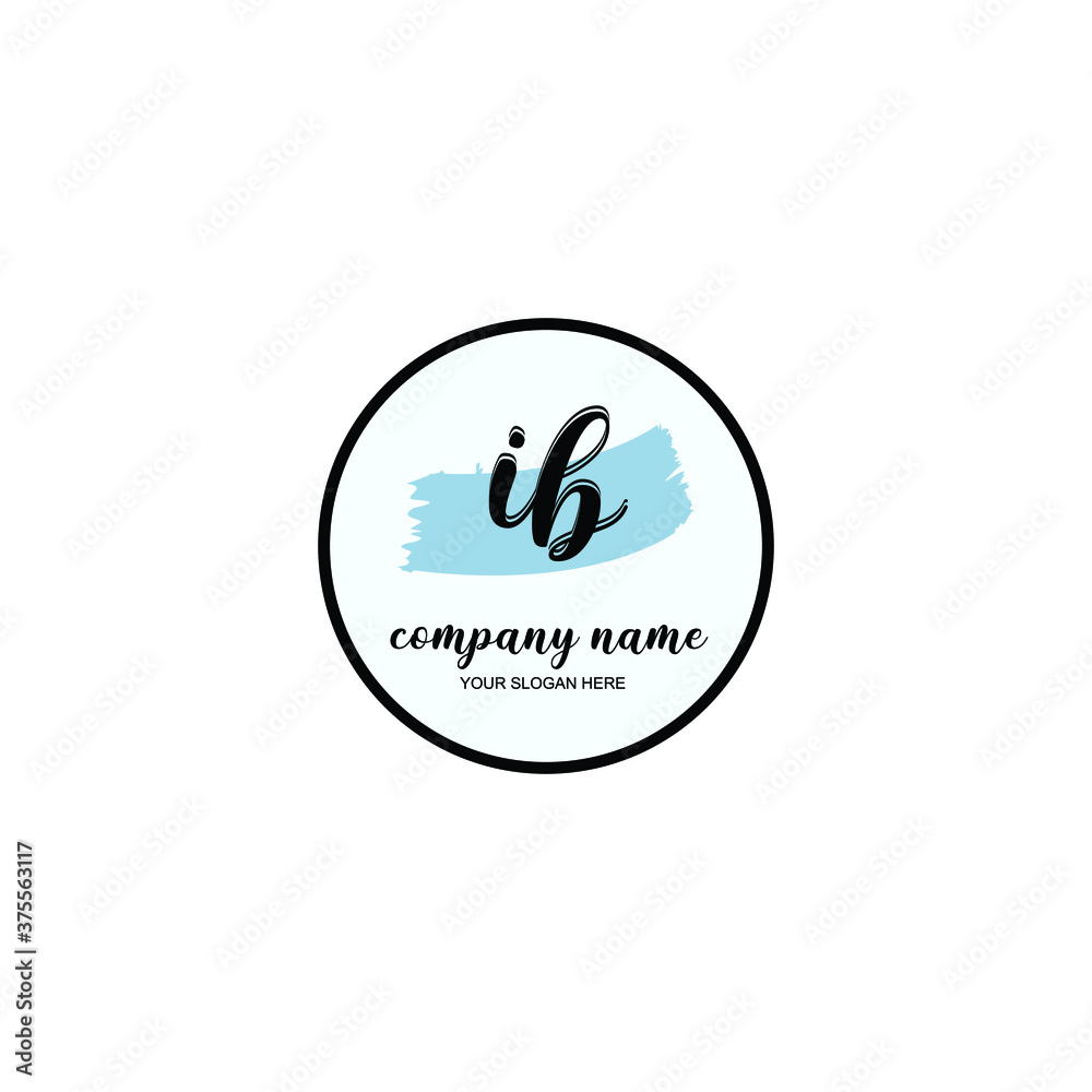 IB Initial handwriting logo template vector