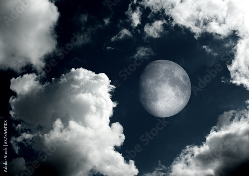 The moon in the night sky