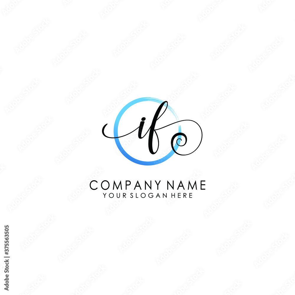 IF Initial handwriting logo template vector IF Initial handwriting logo template vector