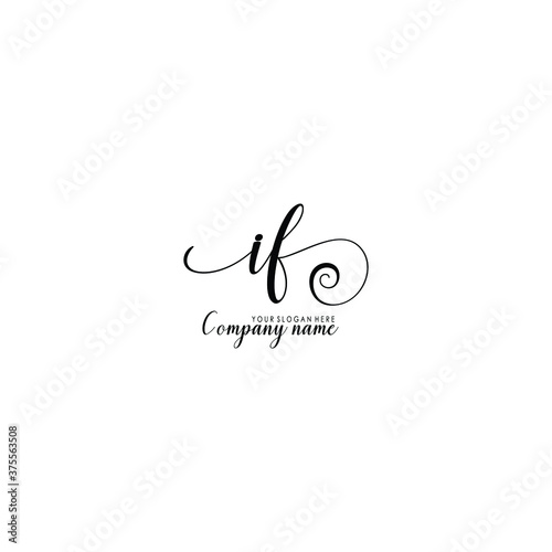 IF Initial handwriting logo template vector